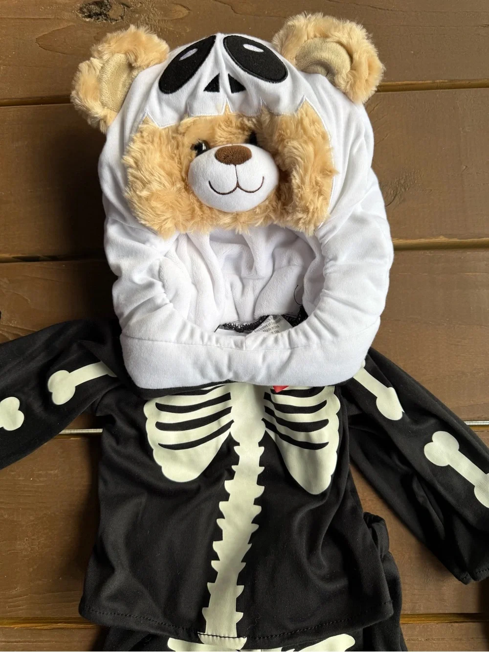 Build A Bear Black Skeleton Bear Costume with Plush Hood 12-18 months